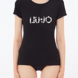 T-SHIRT con logo e perleLIU JO