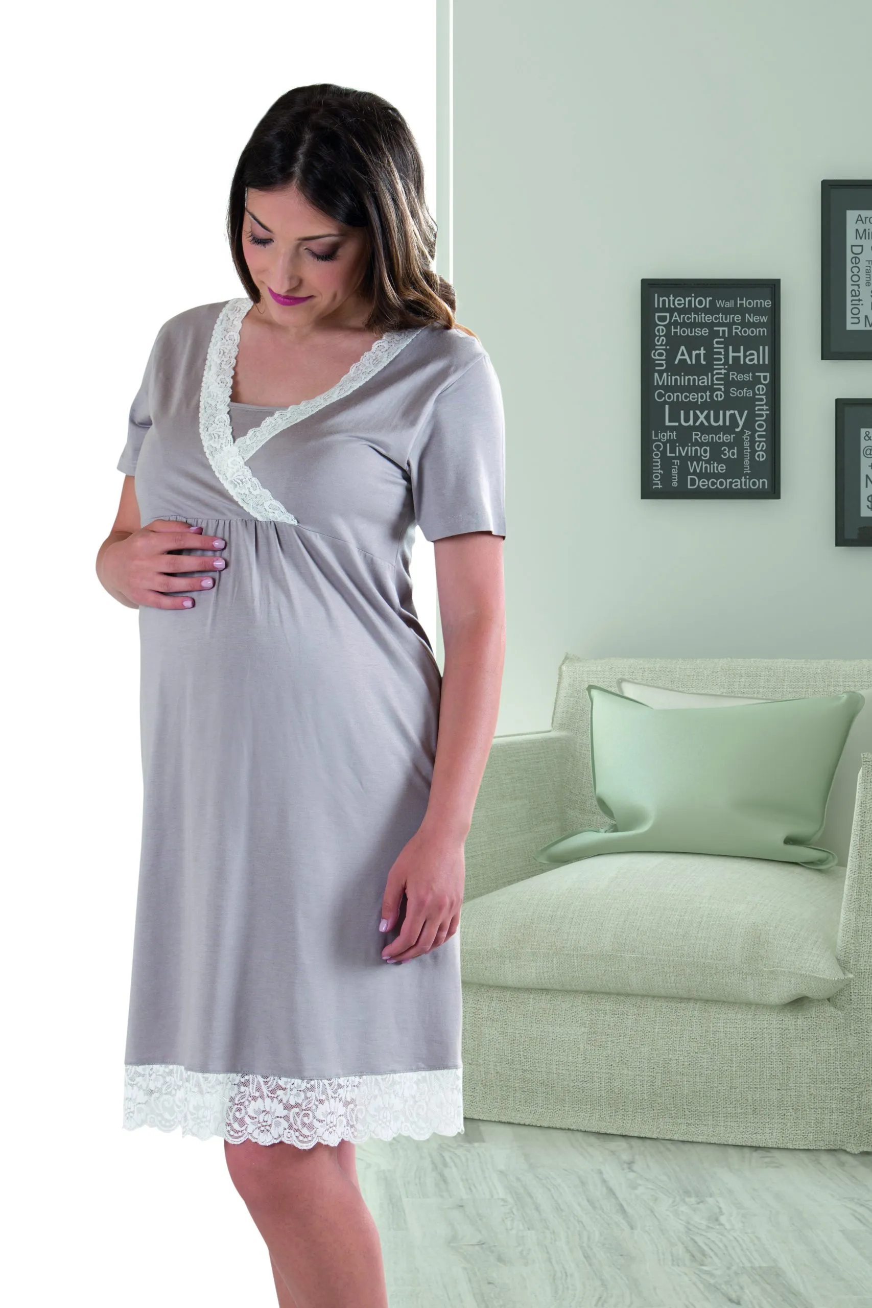 Camicia clinica mezza manica con inserti in pizzo Mamina – Z9204