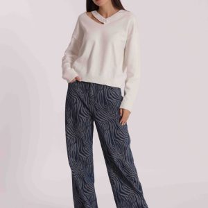 MIMÌ MUÀ Firenze ZDAN-2792 Jeans palazzo jacquard animalier