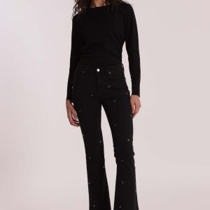 MIMÌ MUÀ Firenze ZDAN-2894 Jeans flare nero borchie cuore