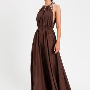 Abito Lungo in Mussola di Cotone Coffee Chocolate – Twinset