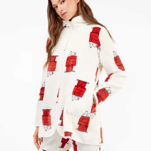 VESTAGLIA DONNA GISELA IN PILE CON ZIP E STAMPA SNOOPY
