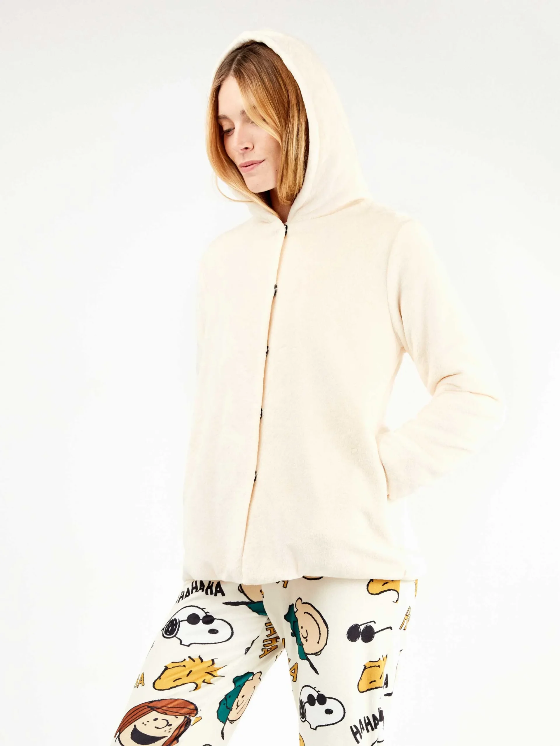 VESTAGLIA DONNA GISELA IN MAXI PILE CON CAPPUCCIO E BOTTONCINI AUTOMATICI