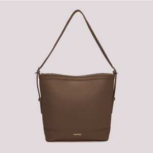 Borsa a Secchiello Rigida con Bordo Intrecciato – Cioccolato – Mimì Muà Firenze