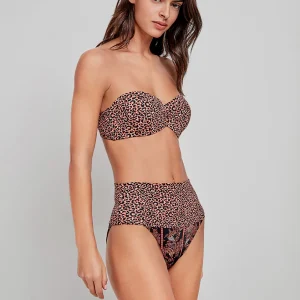 COSTUME DONNA GISELA A FASCIA PREFORMATA CON FERRETTO E SLIP A VITA ALTA FANTASIA LEOPARDATA
