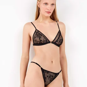 COMPLETO INTIMO DONNA GISELA CON REGGISENO A TRIANGOLO A BRASILIANA IN SEMPLICE PIZZO