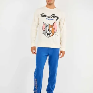 PIGIAMA UOMO GISELA IN CALDO COTONE A GIROCOLLO CON STAMPA DI TOM & JERRY