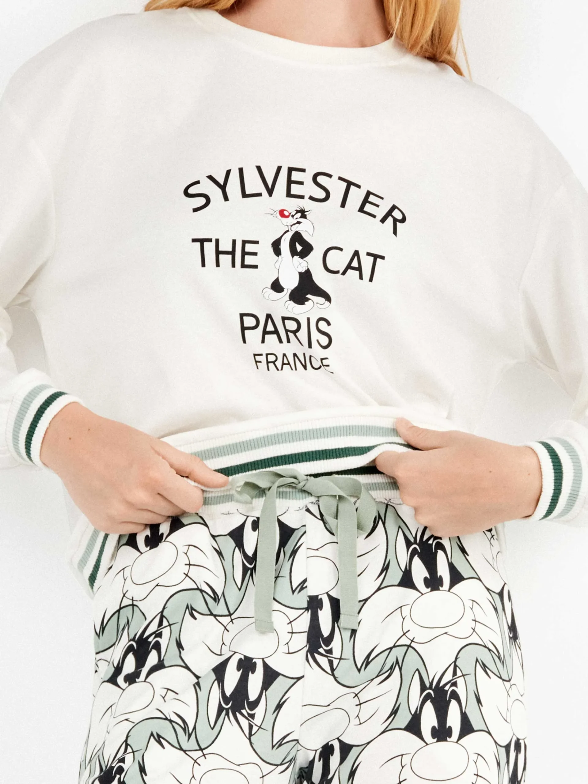 PIGIAMA DONNA GISELA CON STAMPA GATTO SILVESTRO IN CALDO COTONE - immagine 3