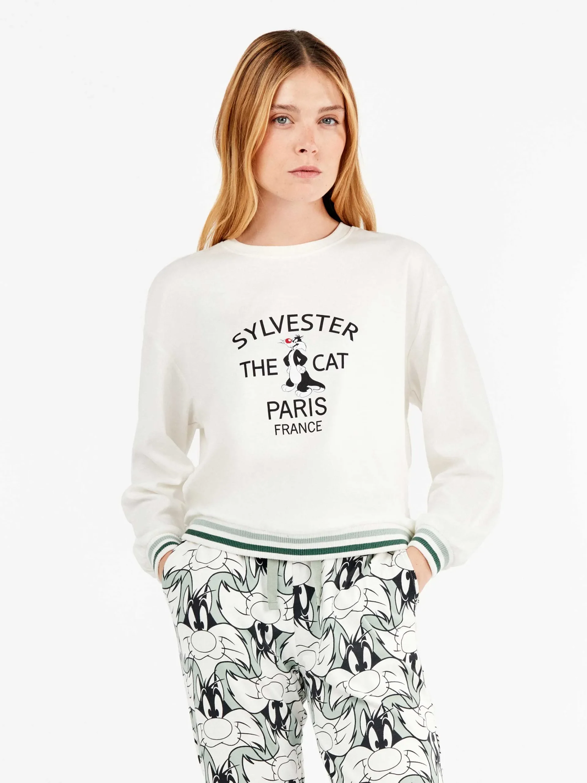 PIGIAMA DONNA GISELA CON STAMPA GATTO SILVESTRO IN CALDO COTONE - immagine 4