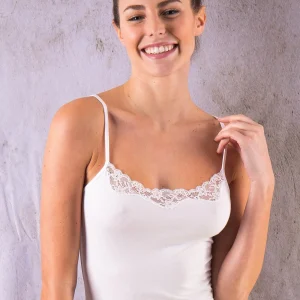 Top Spalla Stretta Cotone-Modal bordo-pizzo Fraly