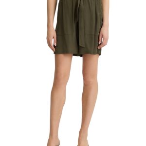LIU JO VA5172T2920 Shorts verde in tessuto navetta