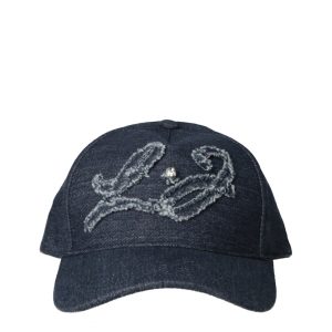 Cappello Baseball in Denim con Logo Sfrangiato e Strass – Blu – Liu Jo