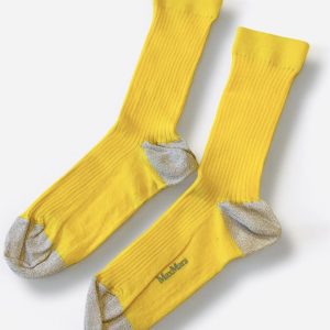 Calzino Corto a Costine con Punta e Tallone in Lurex – Giallo