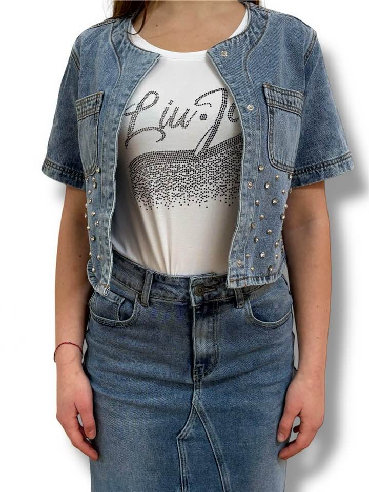 MIMÌ MUÀ Firenze ZDAM-6550 Giacca di jeans blu con rivetti - immagine 5