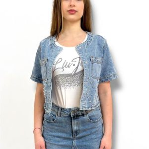 MIMÌ MUÀ Firenze ZDAM-6550 Giacca di jeans blu con rivetti