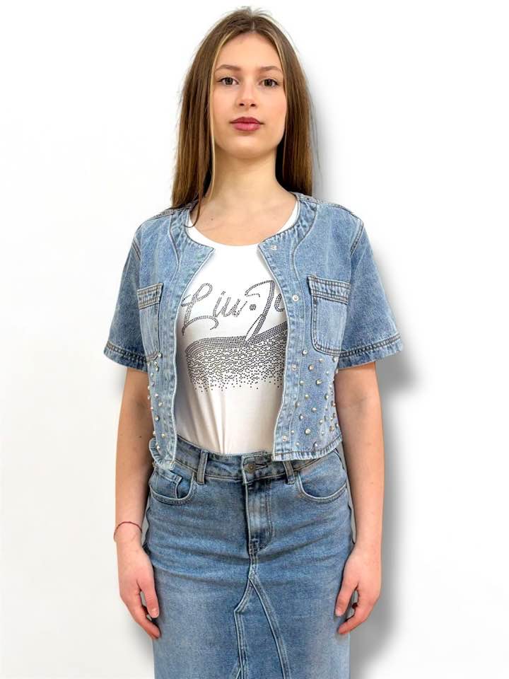 MIMÌ MUÀ Firenze ZDAM-6550 Giacca di jeans blu con rivetti - immagine 2