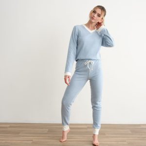 PIGIAMA DONNA INTERLOCK SCOLLO V PEPENERO