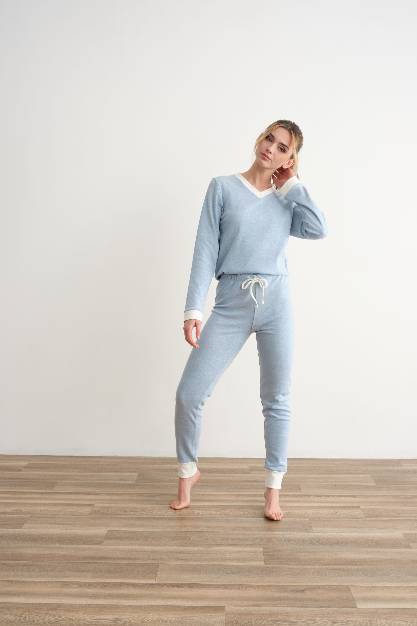 PIGIAMA DONNA INTERLOCK SCOLLO V PEPENERO