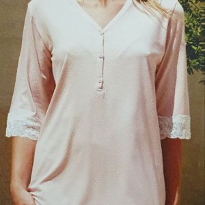 CAMICIA DA NOTTE MAN. 3/4 C/PIZZO FANT POIS VISCOSA