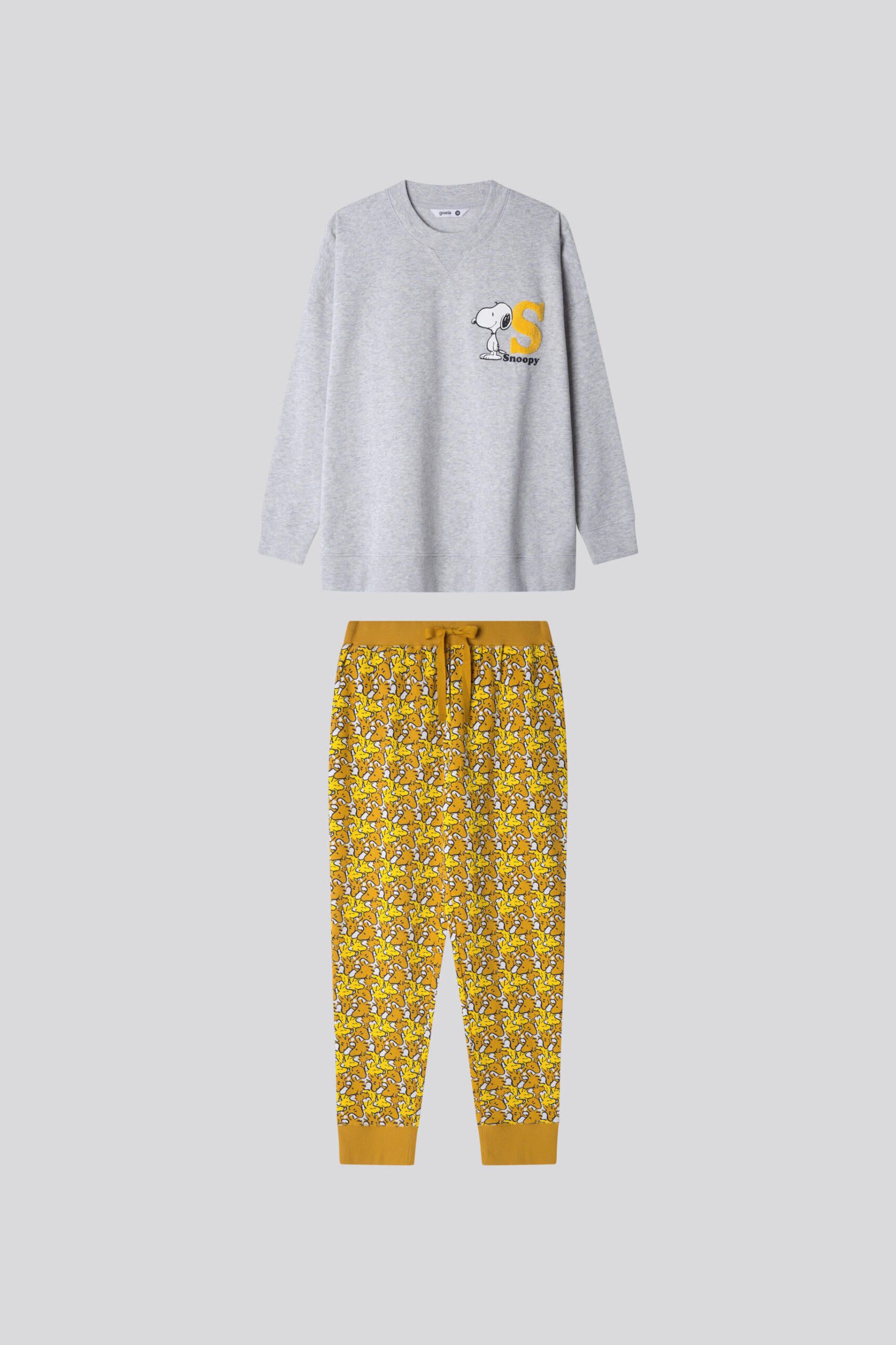 PIGIAMA DONNA GISELA SNOOPY MAGLIA GRIGIA E PANTALONE GIALLO - immagine 6