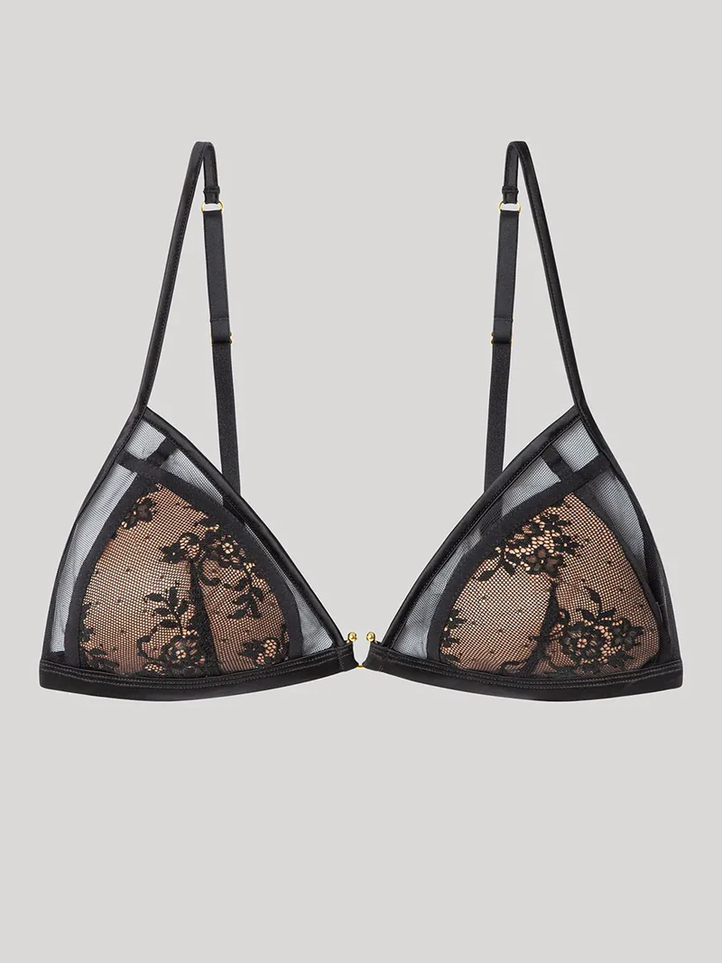 COMPLETO INTIMO DONNA GISELA CON REGGISENO A TRIANGOLO A BRASILIANA IN SEMPLICE PIZZO - immagine 7