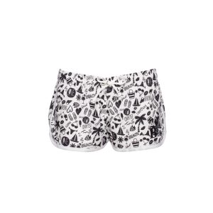 2BEKINI 7641 Shorts da mare fantasia bianco nero