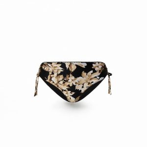 TWINSET 251LBMT99 Slip da bagno nero a fiori con coulisse