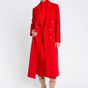 Cappotto Doppiopetto Twinset in Lana – Rosso Red Carpet