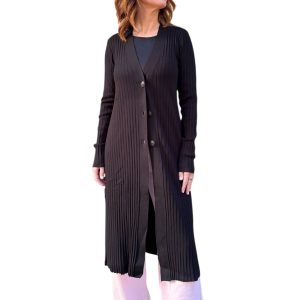 TWINSET 252LI3CEE Cardigan lungo nero a costine