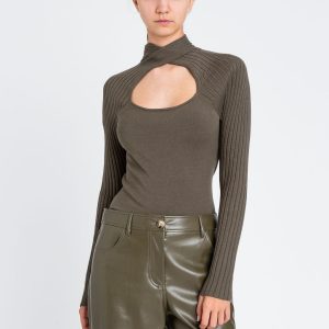 TWINSET 252LI3FDD Maglia verde con cut out