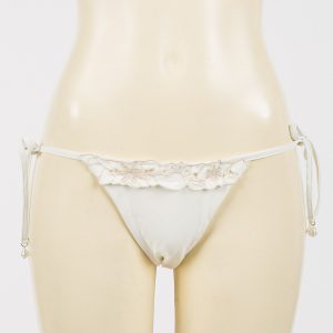 Brasiliana da Bagno con Ricamo Floreale e Perle – Vaniglia – Twinset