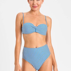 Fascia da Bagno Imbottita a Righe Navy con Drappeggio – Blu Mediterraneo – Twinset